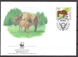 Env Fdc Wwf  Lithuanie1996, Bison, Stumbras Bison Bonasus - FDC
