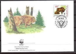 Env Fdc Wwf  Lithuanie1996, Bison, Stumbras Bison Bonasus - FDC