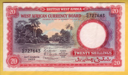 BRITISH WEST AFRICA - Billet De 20 Shillings. 31-03-1953.  Pick: 10a.  SUP+ - Autres - Afrique