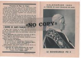 CALENDRIER  1953  ( L´ Oeuvre De SAINT - FRANÇOIS  DE  SALES ) - Small : 1941-60