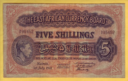 THE EAST AFRICAN CURRENCY BOARD - Billet De 5 Shillings. 1-07-1941.  Pick: 28a.  SUP - Sonstige – Afrika