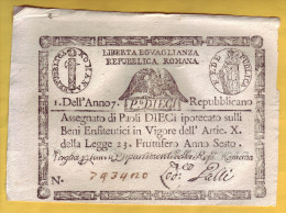 REPUBBLICA ROMANA - Assignat De 10 Paoli. 1798-99.  Pick: S332.  SUP+ - Altri & Non Classificati