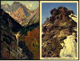 2 X Zugspitze  -  Blick Ins Höllental / Riffelwand / Zugspitze  -  Ostgipfel  -  Ansichtskarten Ca.1920    (3990) - Zugspitze