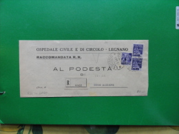 3.5.1944 RSI In Uso Luogotenenza Raccomandata Lire 2,50  Arrivo Al Verso Coppia 1 Lira +50 C. - Marcophilia