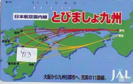 Télécarte Japon ESPACE (413) JAL * MAP *  GLOBE * SATELLITE * MAPPEMONDE * Telefonkarte Phonecard JAPAN * TERRESTRE - Espace