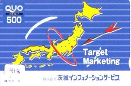 Télécarte Japon ESPACE (418)  * MAP *  GLOBE * SATELLITE * MAPPEMONDE * Telefonkarte Phonecard JAPAN * TERRESTRE - Espace