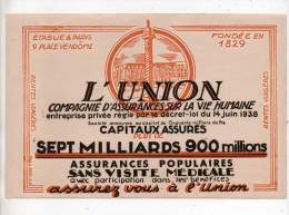 Buvard - L'union, Compagnie D'assurances Sur La Vie Humaine - Banque & Assurance