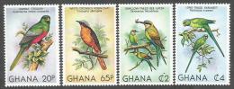 Ghana 1981 Trogon Robin Bee-eater Parakeet Michel 872A-75A Mint Set - Parrots