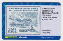 2009 - ITALIA -  TESSERA FILATELICA   "XIII CAMPIONATI DEL MONDO DELLE DISCIPLINE ACQUATICHE" - Cartes Philatéliques