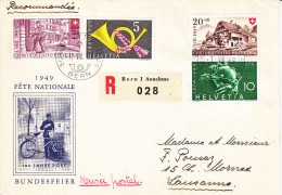 LETTRE RECOMMANDE- FETE NATIONALE 1949-+ AFFRANCH DIVERS-CACHET MUSEE POSTAL-TTB1.08.49 - Brieven En Documenten