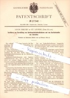 Original Patent  - L. Freund à Sankt Ludwig / Saint-Louis  , 1883 , Représentation De L'acide , Chimie !!! - Saint Louis