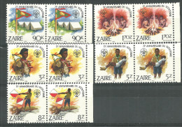 Zaire Neufs Sans Charniére, Peu Gomme, MINT NEVER HINGED, HARDLY ANY GUM, 75TH ANNIV OF BOY SCOUT MOVEMENT - Nuovi