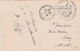 CARTE POSTALE- OBLITERATION HOPITAL TEMPORAIRE -NICE- CAD 19-12-1914 - WW I