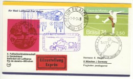 BRESIL BRASIL BRAZIL - 1974 - Fussballweltmeister Coupe De Monde De Football Wold Cup - Befordert Mit Lufthansa - Lettres & Documents