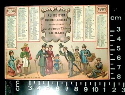 CHROMO DEMI CALENDRIER 1883 AU DE D´OR MERCERIE LINGERIE LE MANS LITHO COURBE ROUZET DOLE De Nos Jours - Klein Formaat: ...-1900