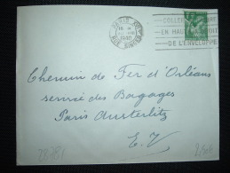 LETTRE TP IRIS 1F OBL.MEC.30 VIII 1940 PARIS XVI (75) COLLER LE TIMBRE EN HAUT & A DROITE DE L'ENVELOPPE - 1939-44 Iris