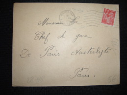 LETTRE TP IRIS 1F OBL.MEC.I IX 1941 PARIS-XV (75) - 1939-44 Iris