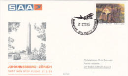 Johannesburg Zurich 1985 - SAA - Erstflug First Flight 1er Vol - Lettres & Documents