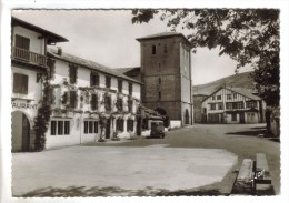 CPSM ASCAIN (Pyrénées Atlantiques) - La Place, L'Eglise Et L'Hôtel De La Rhune Ou Pierre Loti écrivit "Ramuntcho" - Ascain