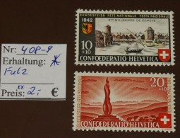 Schweiz Michel Nr:  408 -9  * MH Falz  #4211 - Unused Stamps