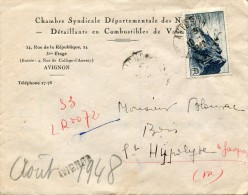 AVIGNON Vaucluse Lot 2 RECOMMANDE PROVISOIRE Manuscrit Noir Et Rouge Sur Timbre Pointe Du Raz 20 F Janv. Et Août 1920..G - Temporary Postmarks