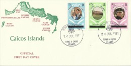 Caicos Islands 1981 Royal Weeding, Postmarked South Caicos, FDC - Turks And Caicos