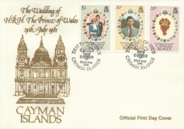 Cayman Islands 1981 Royal Wedding FDC - Iles Caïmans