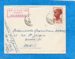MARCOPHILIE-Lettre Sénégal-cad Thies 1953+cachet Militaire -BA  161"Bretagne"INFIRMERIE - Storia Postale