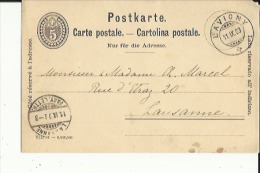 Carte Entier Postaux Affranchissement Mecanique De Lavigny - Adressé A Mr Mme Ch Marcel A Lausanne  En 1903 - Postage Meters