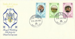 Turks & Caicos Islands 1981 Royal Wedding FDC - Turks & Caicos