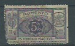 MARCA DA BOLLO - REGNO D´ITALIA  -aumento 5% Viola - Revenue Stamps