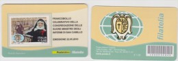 2010 - ITALIA -   TESSERA  FILATELICA   "CONGREGAZIONE DELLE SUORE MINISTRE DEGLI INFERMI DI S. CAMILLO" - Cartes Philatéliques