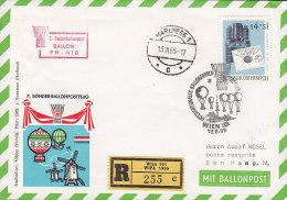 Austria Registered Einschreiben WIEN WIPA Label 1965 Cover Brief 7. Sonderballonpost (2 Scans) - Globos