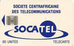 CARTE-PUCE-CENTRE AFRIQUE-60U-SC7-SOCATEL-BLEU-V°Logo En Haut A Coté 60U-N°Rge C4A147090-TBE - Centrafricaine (République)