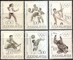 YUGOSLAVIA 1968 Olympic Games Mexico Set MNH - Unused Stamps