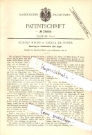 Original Patent - Rudolf Heger à Chaux-de-Fonds , 1885 , Montre De Poche Sans Les Mains !!! - Watches: Bracket