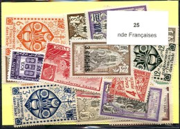 25 Timbres Inde Francaise - Other & Unclassified