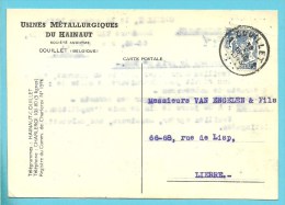 426 Op Kaart Met Firma-perforatie (Perfin / Perfore)  Van Usines Métallurgiques De Hainaut  / Couillet - 1934-51