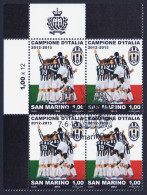 2013 SAN MARINO "JUVENTUS CAMPIONE D´ITALIA 2012/2013" QUARTINA ANNULLO PRIMO GIORNO - Used Stamps