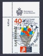 2013 SAN MARINO "40° ANNIVERSARIO FIRMA CONVENZIONE CONCESSIONE BREVETTI EUROPEI (CBE)" SINGOLO ANNULLO PRIMO GIORNO - Gebraucht
