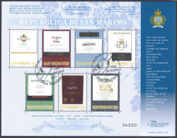 2012 SAN MARINO "VINI NEL MONDO 2012" MINIFOGLIO ANNULLO PRIMO GIORNO - Used Stamps