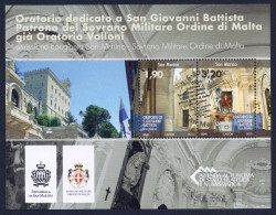 2013 SAN MARINO "ORATORIO SAN GIOVANNI BATTISTA" CONGIUNTA SMOM FOGLIETTO  ANNULLO PRIMO GIORNO - Usados