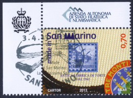 2013 SAN MARINO "MADE IN SAN MARINO: LA SERENISSIMA SPA" SINGOLO ANNULLO PRIMO GIONO - Gebruikt