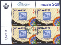 2013 SAN MARINO "MADE IN SAN MARINO: LA SERENISSIMA SPA" QUARTINA ANNULLO PRIMO GIONO - Used Stamps