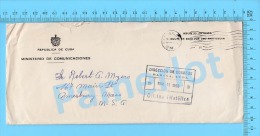 Asunto Oficial ( Ministerio De Comunicaciones, Cover Habana Cuba 1958, To USA , With A "R" In Flag ) Recto/Verso - Cartas & Documentos