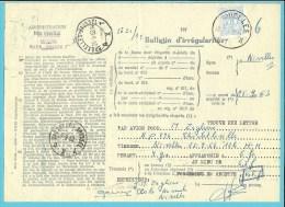854 Op BULLETIJN VAN ONREGELMATIGHEDEN / "Luchtpostbriefwisseling Van", Stempel NIVELLES (zeldzaam Dokument) - 1951-1975 León Heráldico