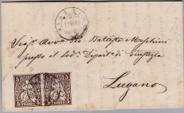 Heimat TI MAGADINO 1868-06-17 Faltbreif Nach Lugano 2x5Rp. Sitzende - Storia Postale