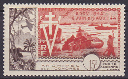 Timbre PA Neuf ** N° 4(Yvert) Comores 1954 - Anniversaire De La Libération - Luftpost