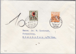 Heimat BE GRÜNENMATT 1937-10-05 Strafporto 10Rp Auf Brief Nach Oberhofen - Taxe