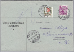 Heimat BE GRÜNENMATT 1937-10-26 Strafporto 10Rp Auf Brief Aus Oberhofen - Taxe